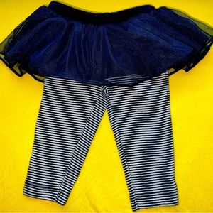 Baby girls blue stripped tutu leggings Sz 3m GUC